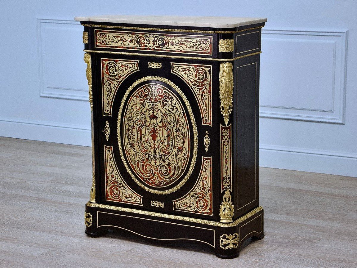 “boulle” Marquetry Entry Cabinet, Napoleon III Period - Mid-19th Century