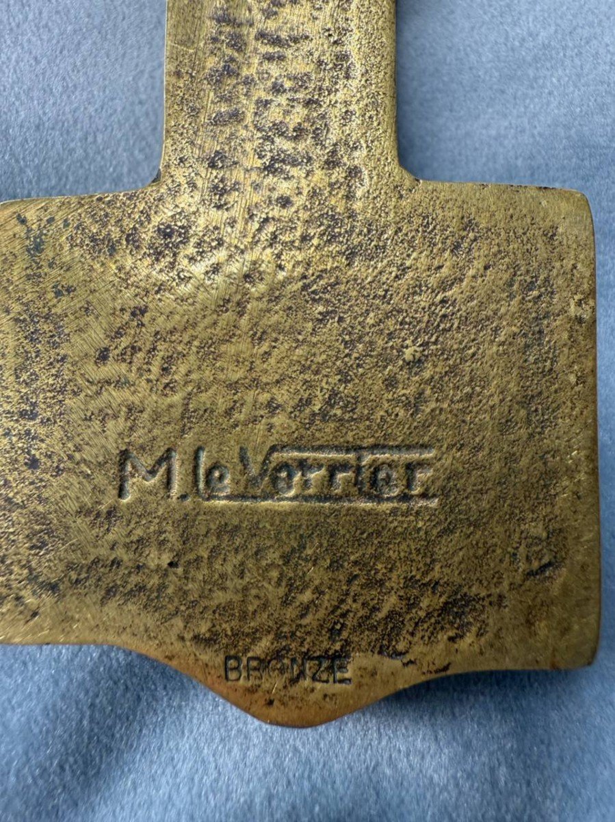 Bronze Mail Clip, Office Item Signed Max Leverrier: Louis XII Key-photo-1