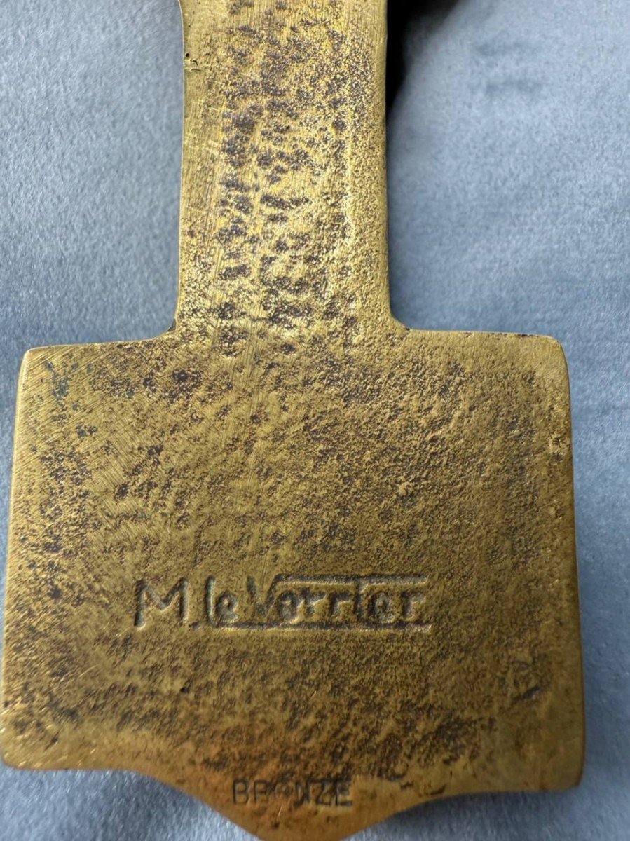 Bronze Mail Clip, Office Item Signed Max Leverrier: Louis XII Key-photo-5