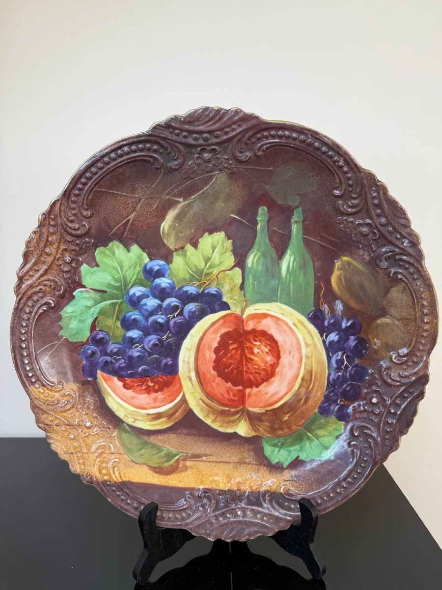 Grand Plat En Porcelaine De à Décor De Fruits-photo-6