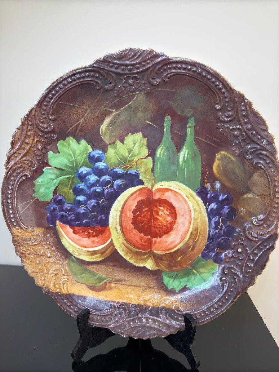 Grand Plat En Porcelaine De à Décor De Fruits-photo-7