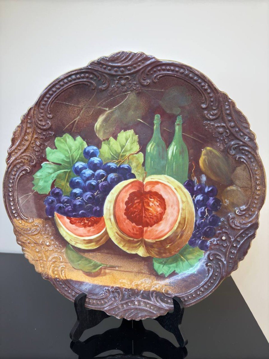 Grand Plat En Porcelaine De à Décor De Fruits