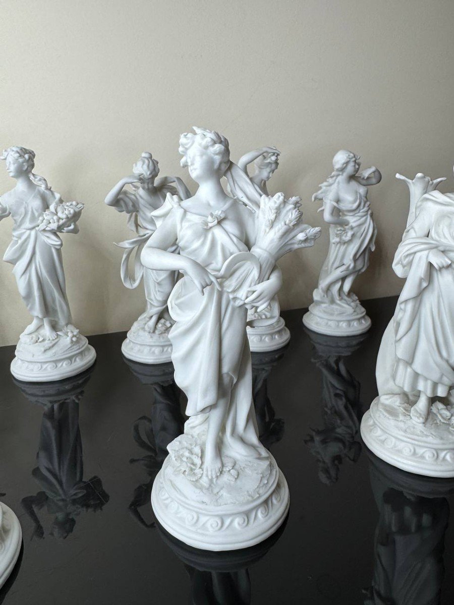 Series Of 12 White Biscuit Statuettes, Representing 12 Months Of The Year-photo-2