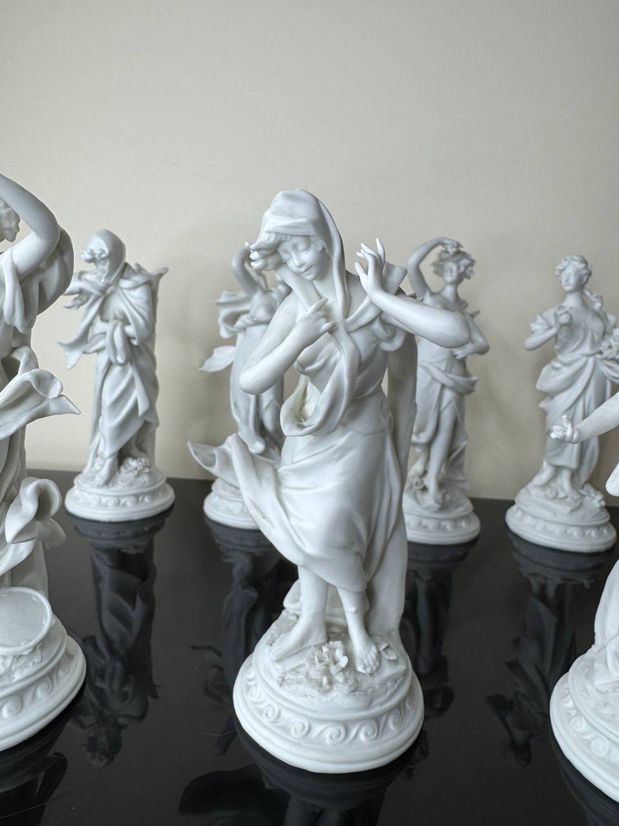 Series Of 12 White Biscuit Statuettes, Representing 12 Months Of The Year-photo-3