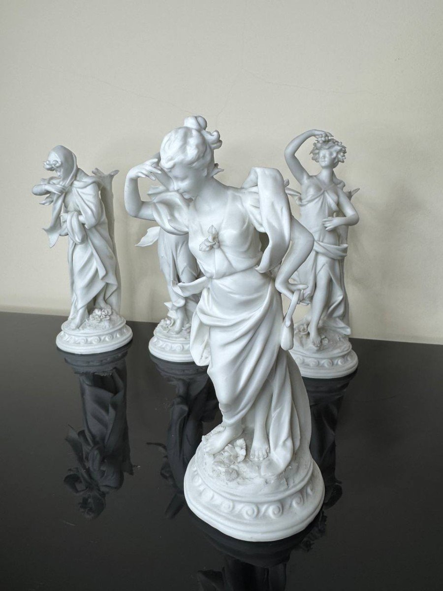 Series Of 12 White Biscuit Statuettes, Representing 12 Months Of The Year-photo-4