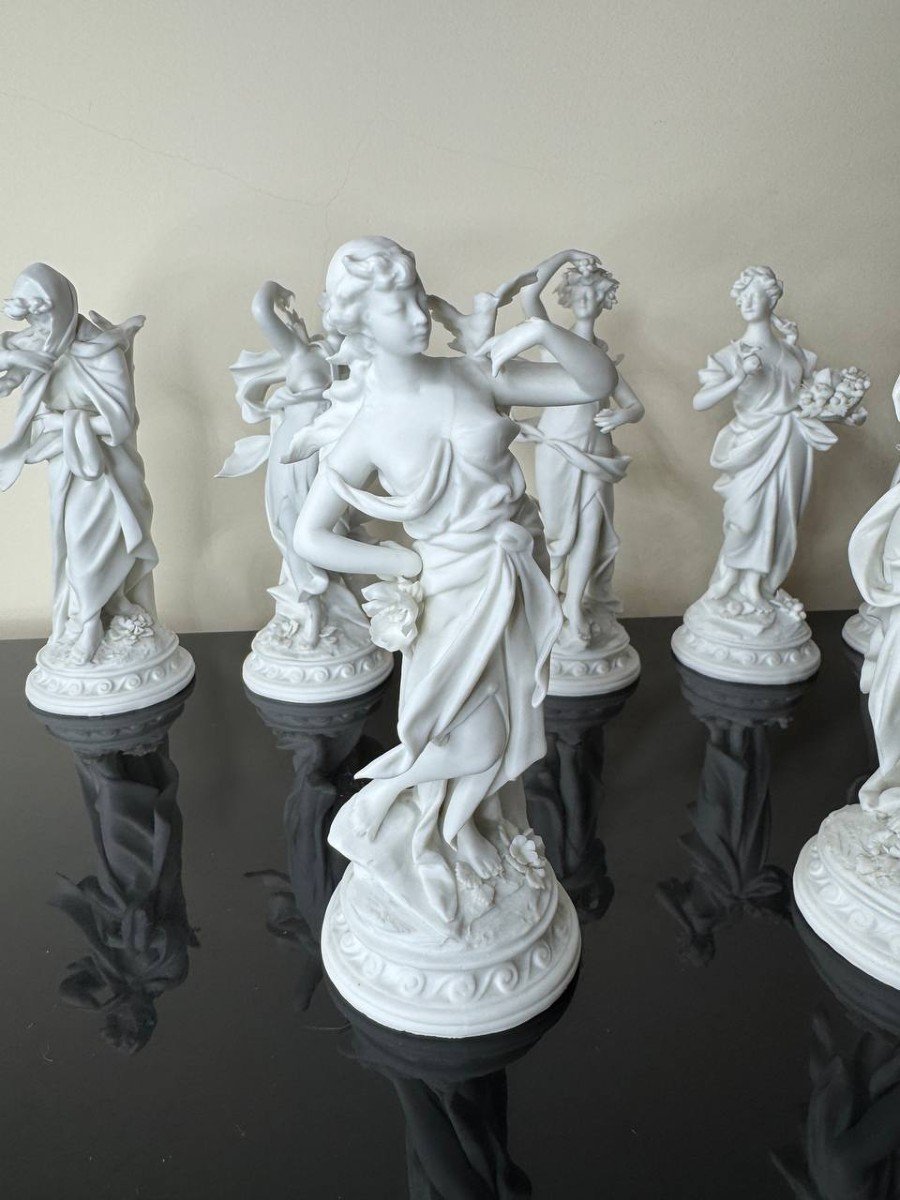 Series Of 12 White Biscuit Statuettes, Representing 12 Months Of The Year-photo-2