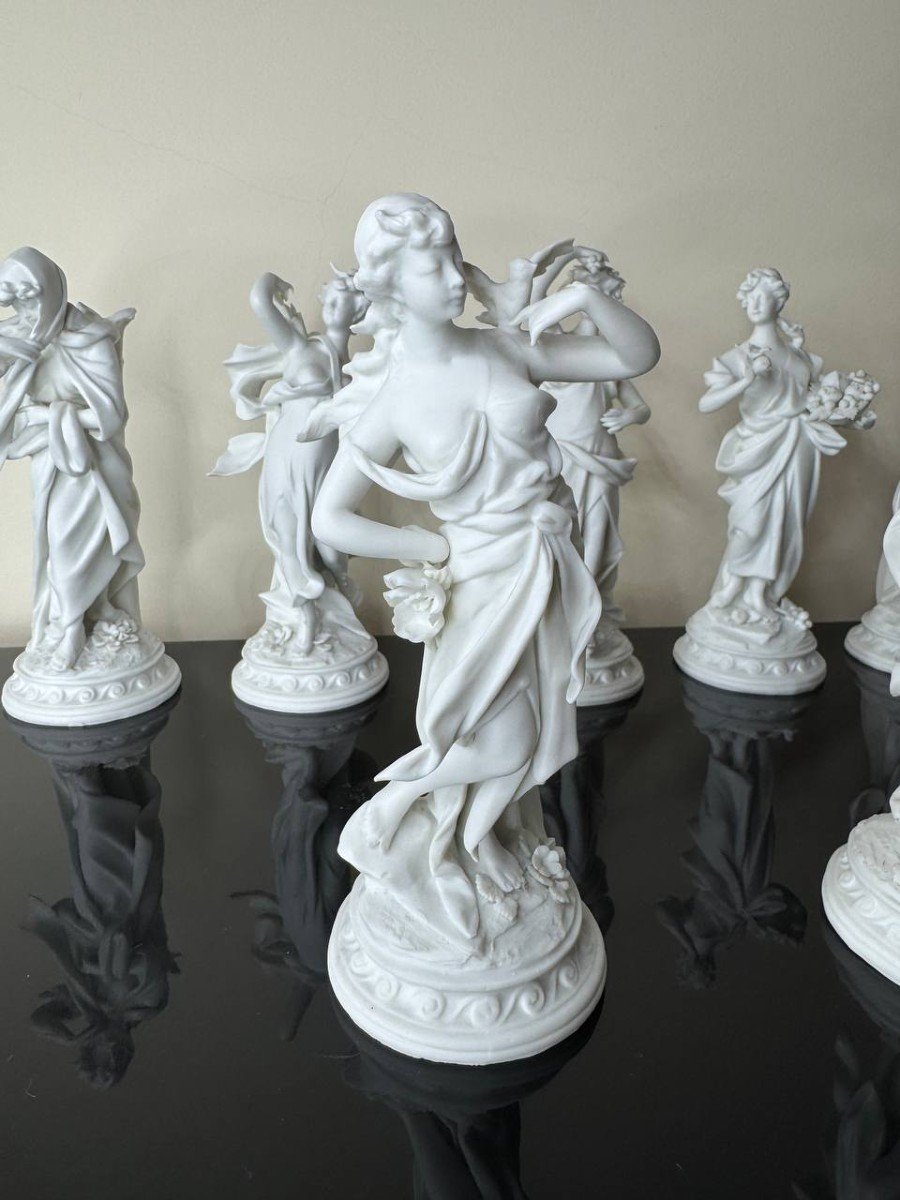 Series Of 12 White Biscuit Statuettes, Representing 12 Months Of The Year-photo-4