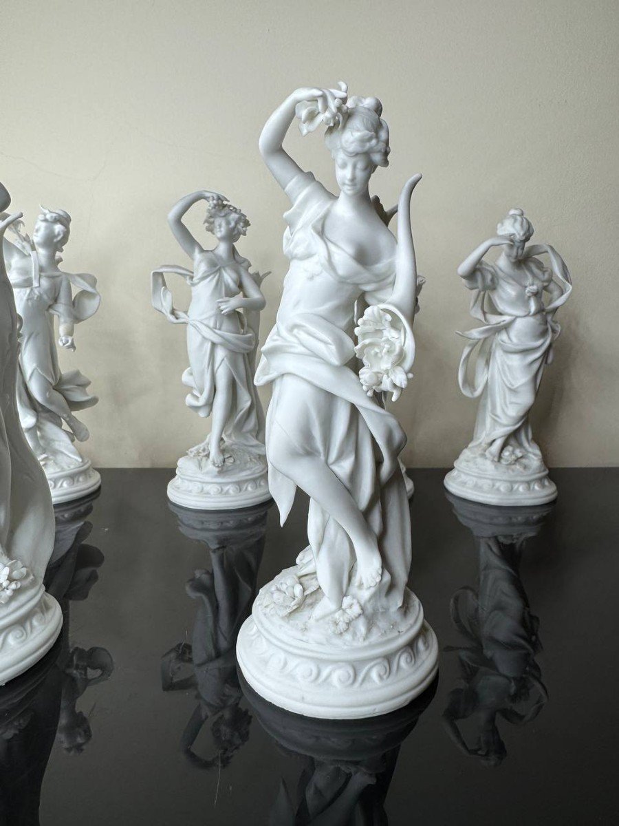 Series Of 12 White Biscuit Statuettes, Representing 12 Months Of The Year-photo-5