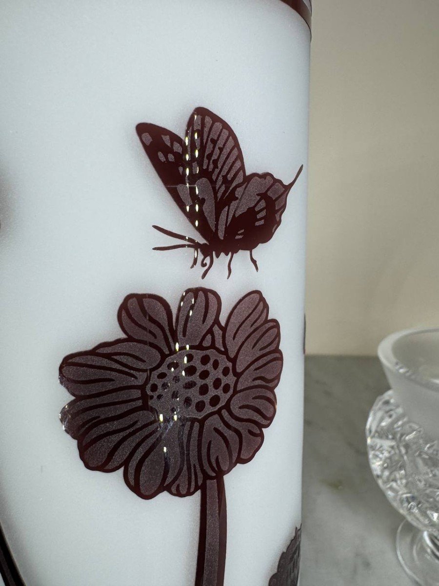 Chinese (beijing) Cameo Glass Vase With Butterflies And Flowers-photo-5