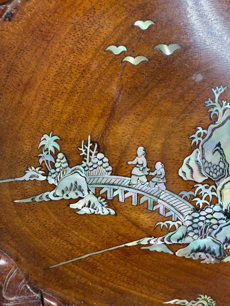 Wooden Tray, Dragons, Mother-of-pearl Inlays, Indochinese.-photo-6