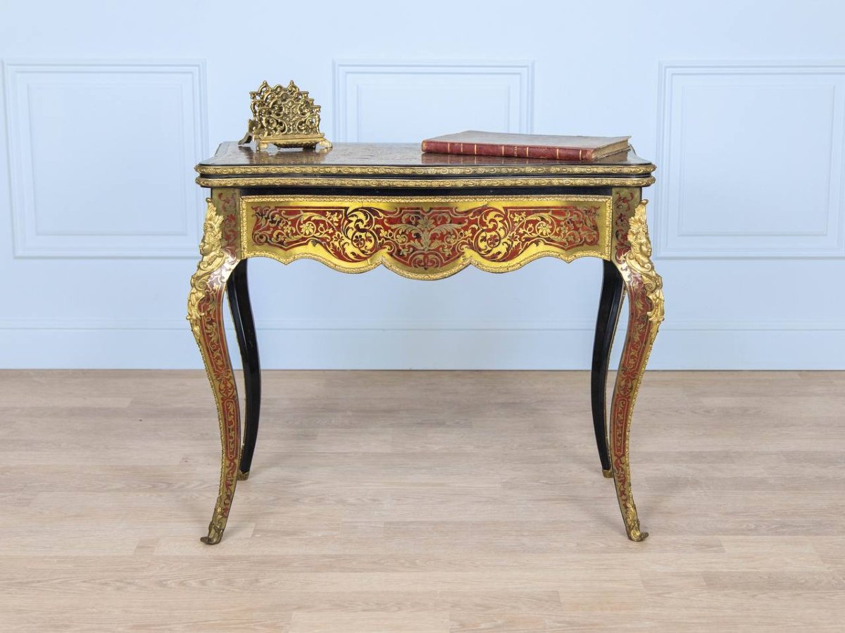 Table A Jeux , Console En Marqueterie Boulle Ornée De Bronze Doré , Napoleon III-photo-2