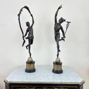Statues en bronze "Mercure et Nymphe"
