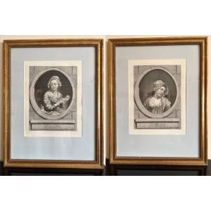 Pair Of Framed Engravings After The Painting By Greuze (1725-1805)