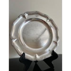 Large Round Dish In Sterling Silver Empire Style