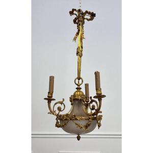 19th Century Chandelier In Solid Gilt Bronze - Louis XVI Style