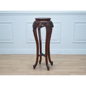 Stool With Curved Legs In Carved Wood