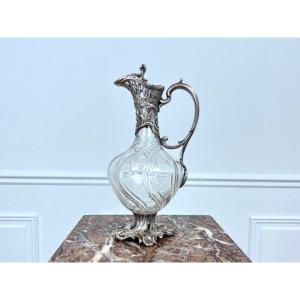 "crystal And Silver Metal Ewer, Late 19th Century"