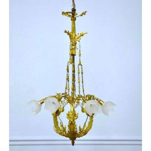 Lustre Style Louis XVI Bronze Doré