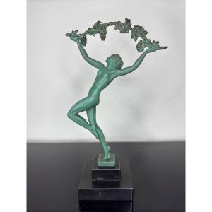 Art Deco Sculpture Dancer With Grapes