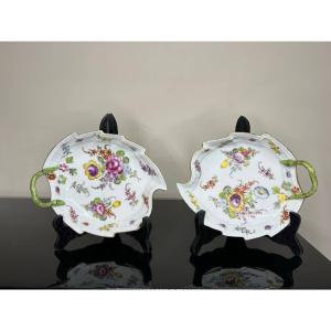 Raviers, Assiettes En Porcelaine Meissen En Forme De Feuille