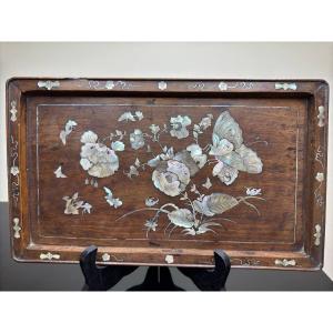 Wooden And Mother-of-pearl Tray, Indochina - Vietnam - China