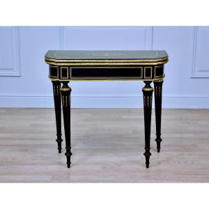 Console Table De Jeux En Bois Noirci, époque Napoléon III – Milieu XIXe