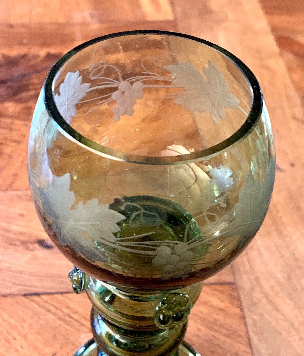 Suite De 10 Verres à Vin ROEMER En Cristal Et Verre Epoque XIXème-photo-4