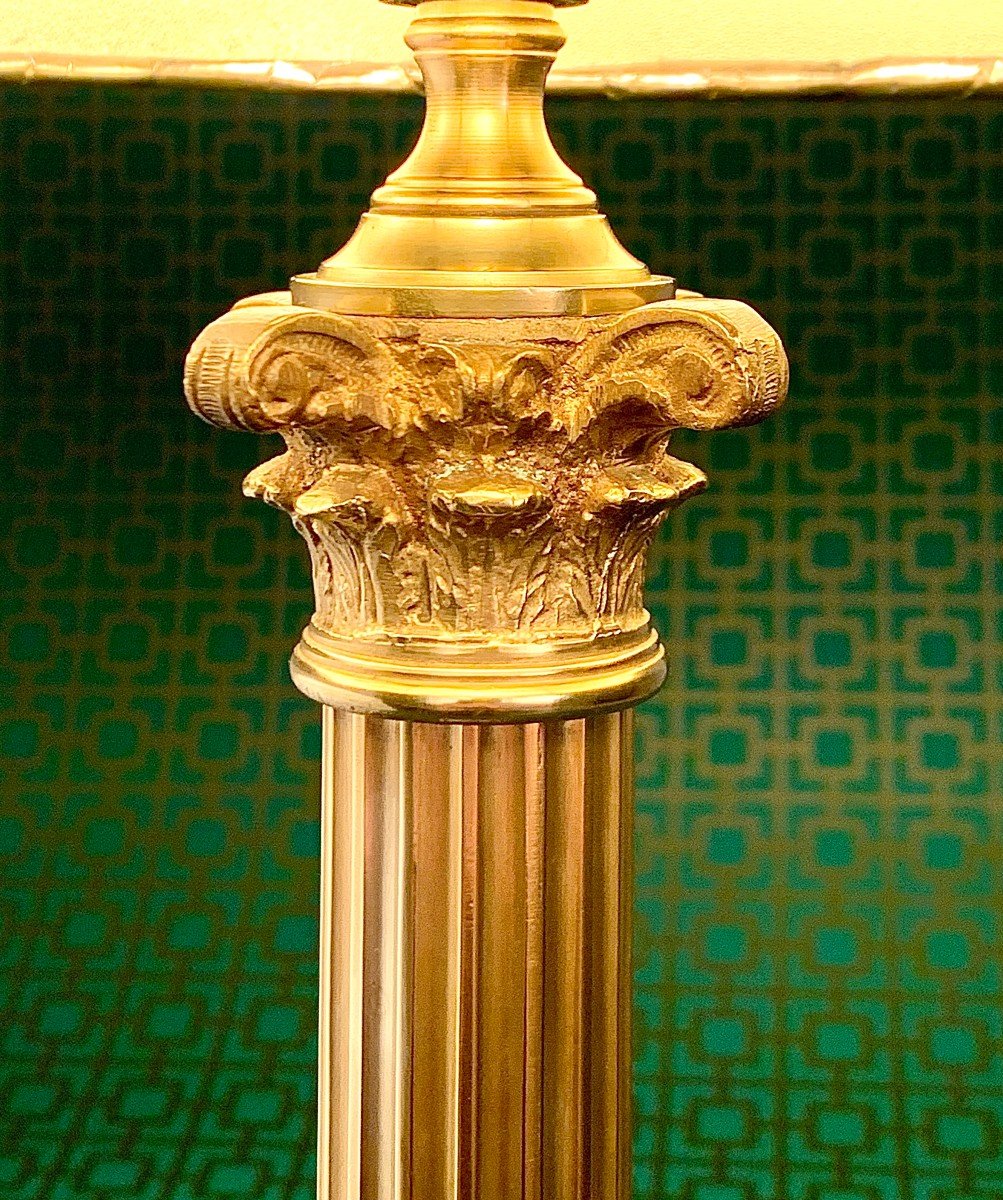 Lampe en Bronze à Colonne Corinthienne-photo-3