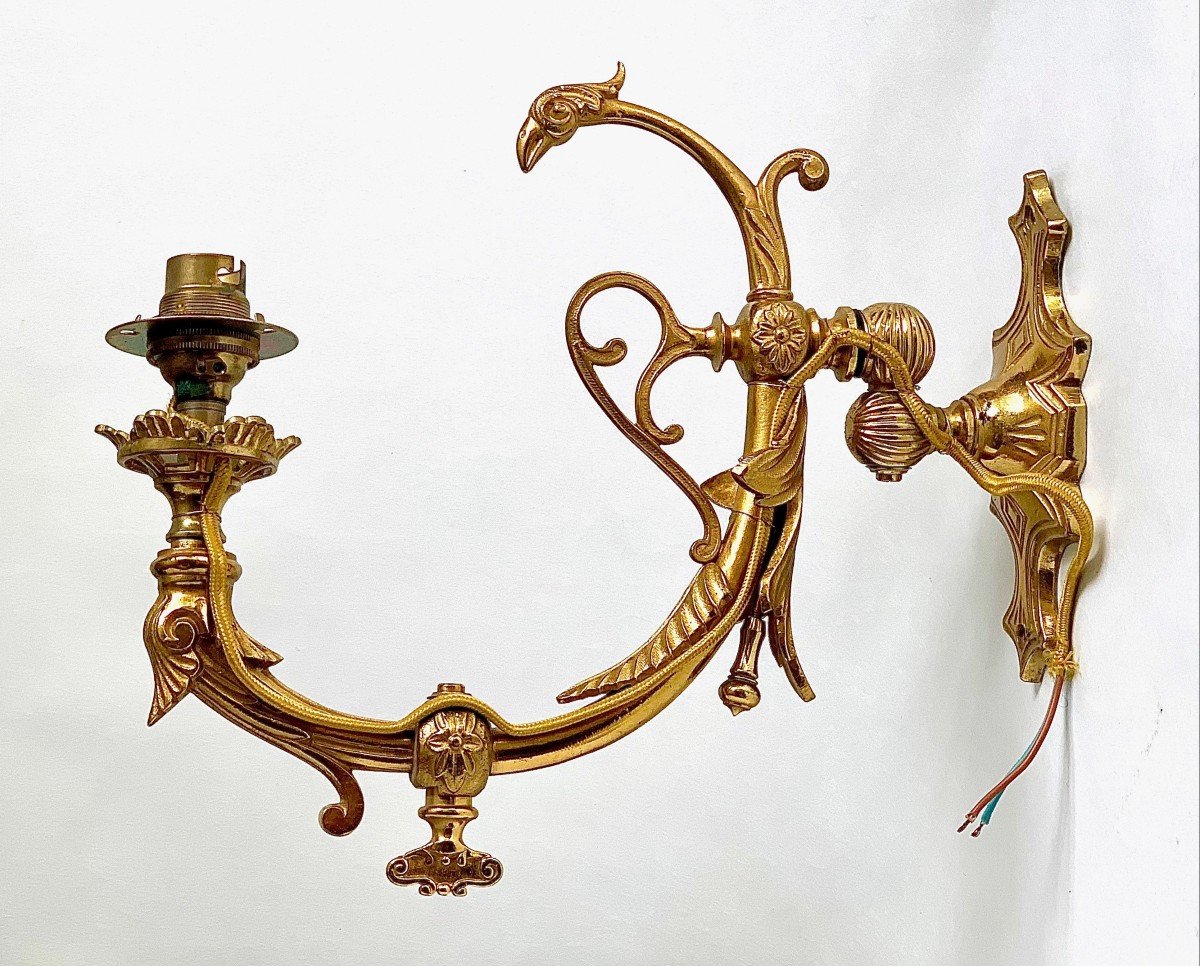 Pair Of 'gas Beak' Sconces In Gilt Bronze Late 19th Century-photo-2