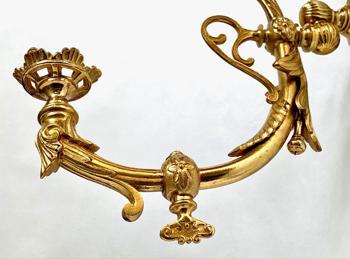 Pair Of 'gas Beak' Sconces In Gilt Bronze Late 19th Century-photo-3