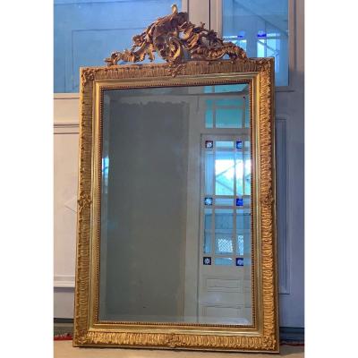 Miroir Trumeau En Bois Doré  De  Style  Louis XV  Fin  XIXème