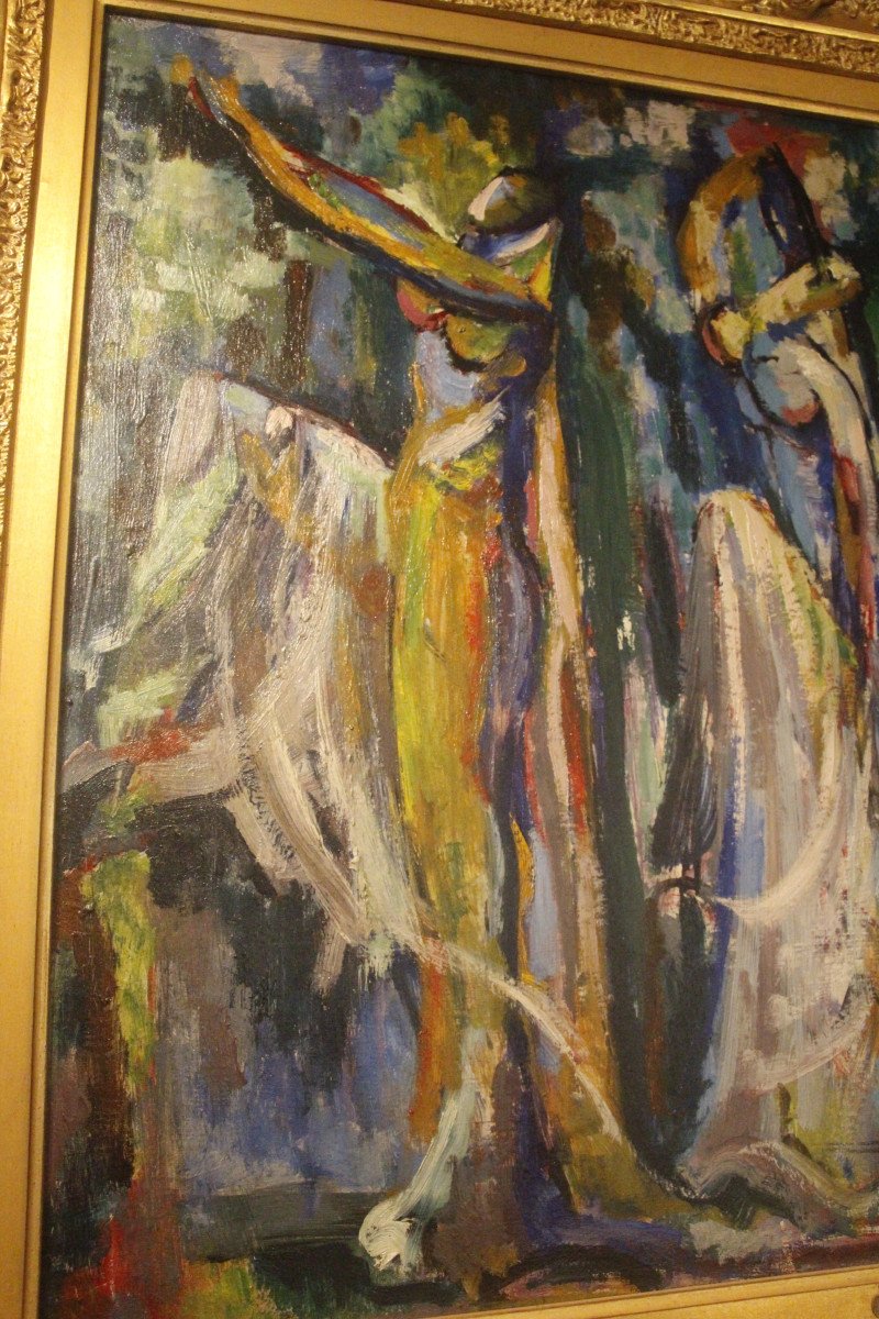 Dance, Oil On Canvas Signed Hélène Azenor, 1910-2010.-photo-3