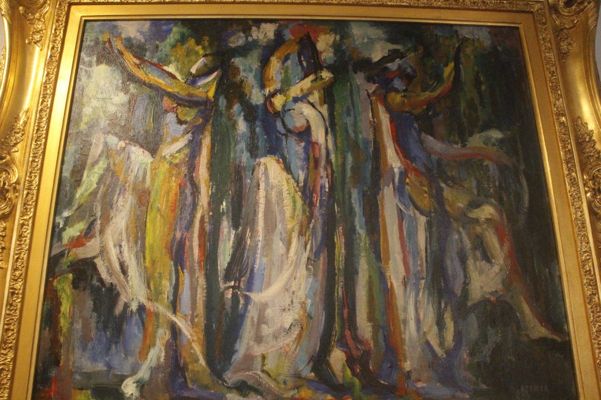 Dance, Oil On Canvas Signed Hélène Azenor, 1910-2010.-photo-1