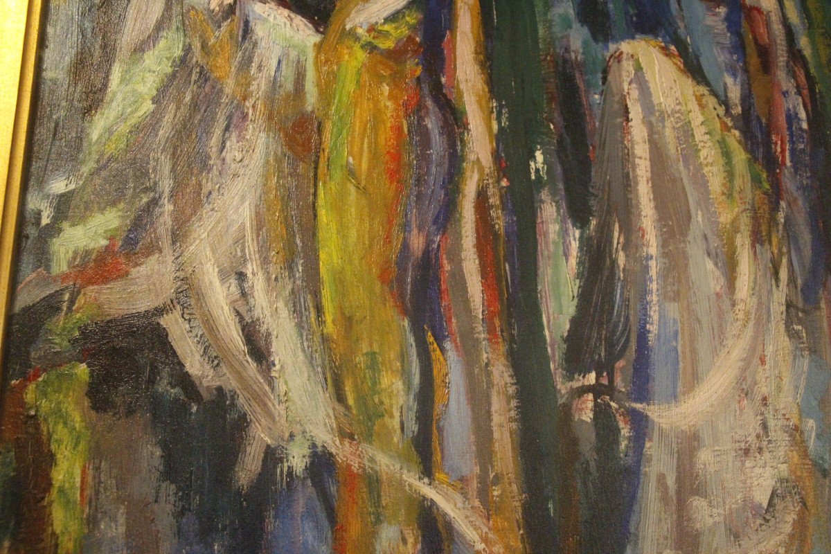 Dance, Oil On Canvas Signed Hélène Azenor, 1910-2010.-photo-5