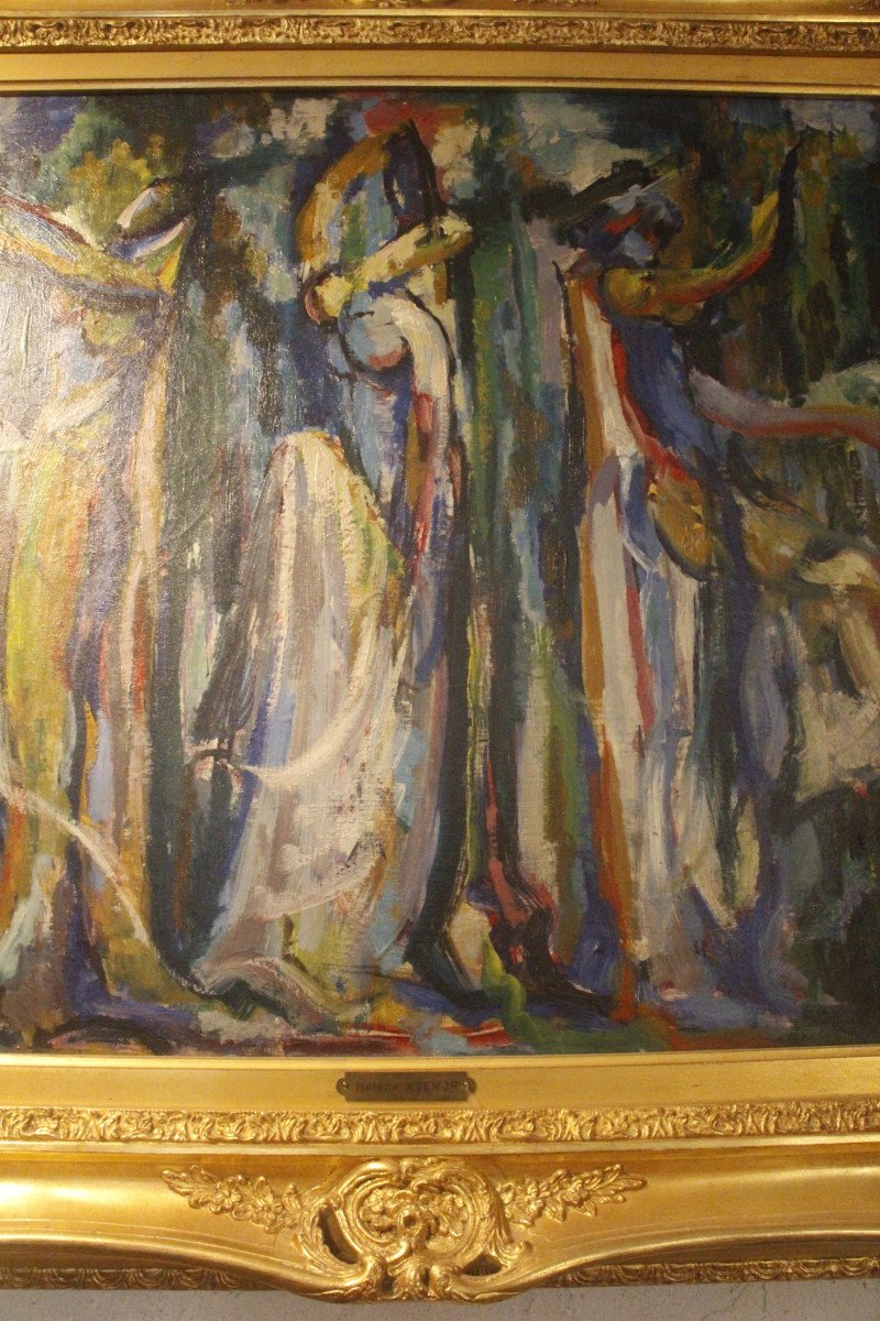 Dance, Oil On Canvas Signed Hélène Azenor, 1910-2010.-photo-8