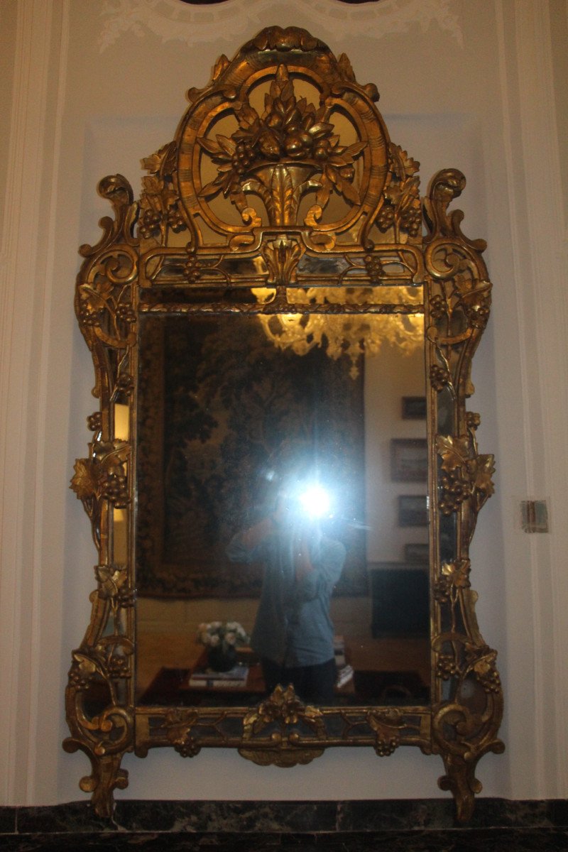 Important Glazing Beads Mirror, Louis XV Period, 18th Century, Provence.-photo-7