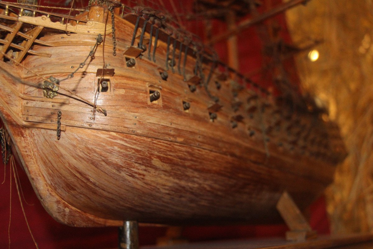 "Le HMS Victory", maquette de bateau en bois, fin du XIXe siècle.-photo-2