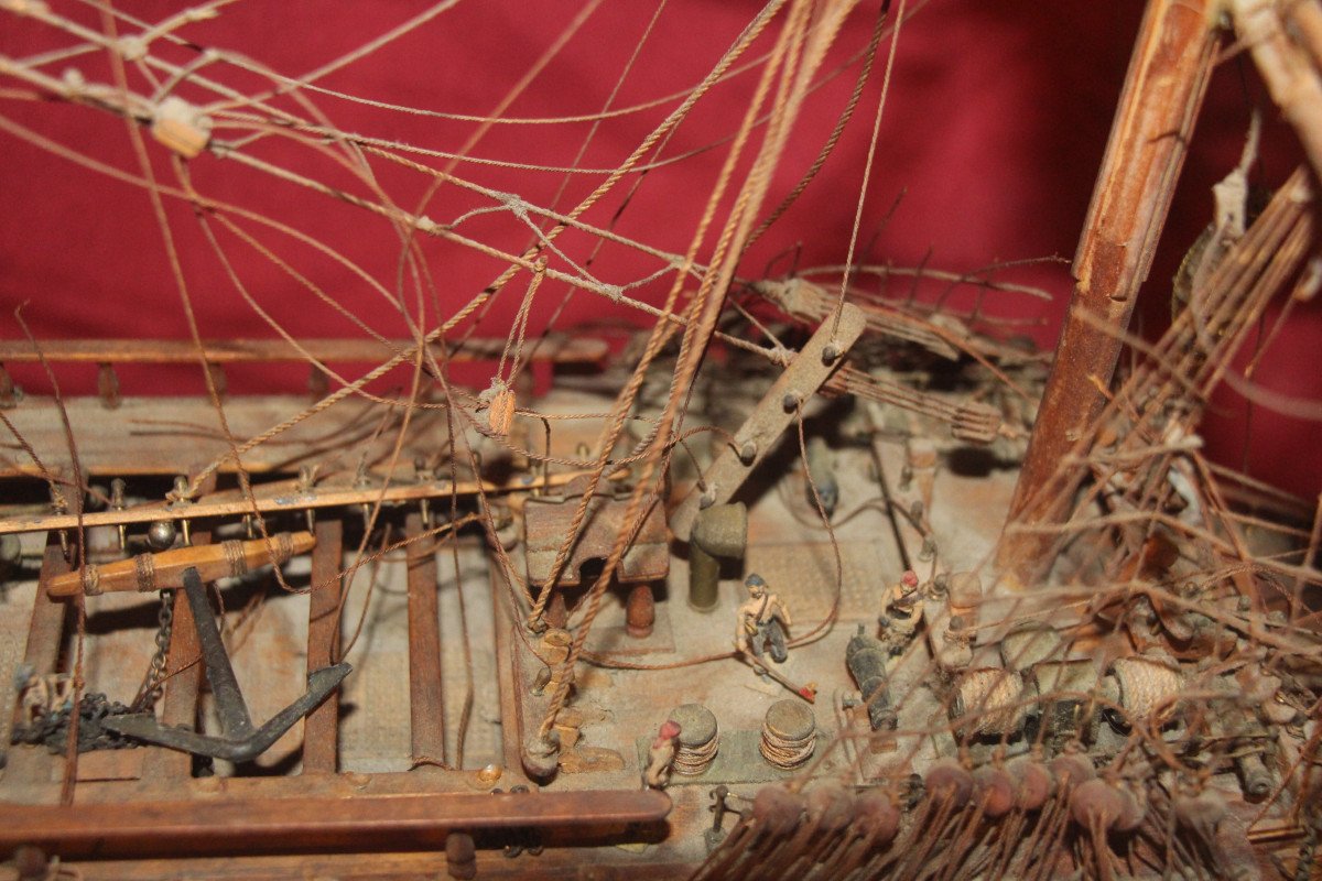 "Le HMS Victory", maquette de bateau en bois, fin du XIXe siècle.-photo-3