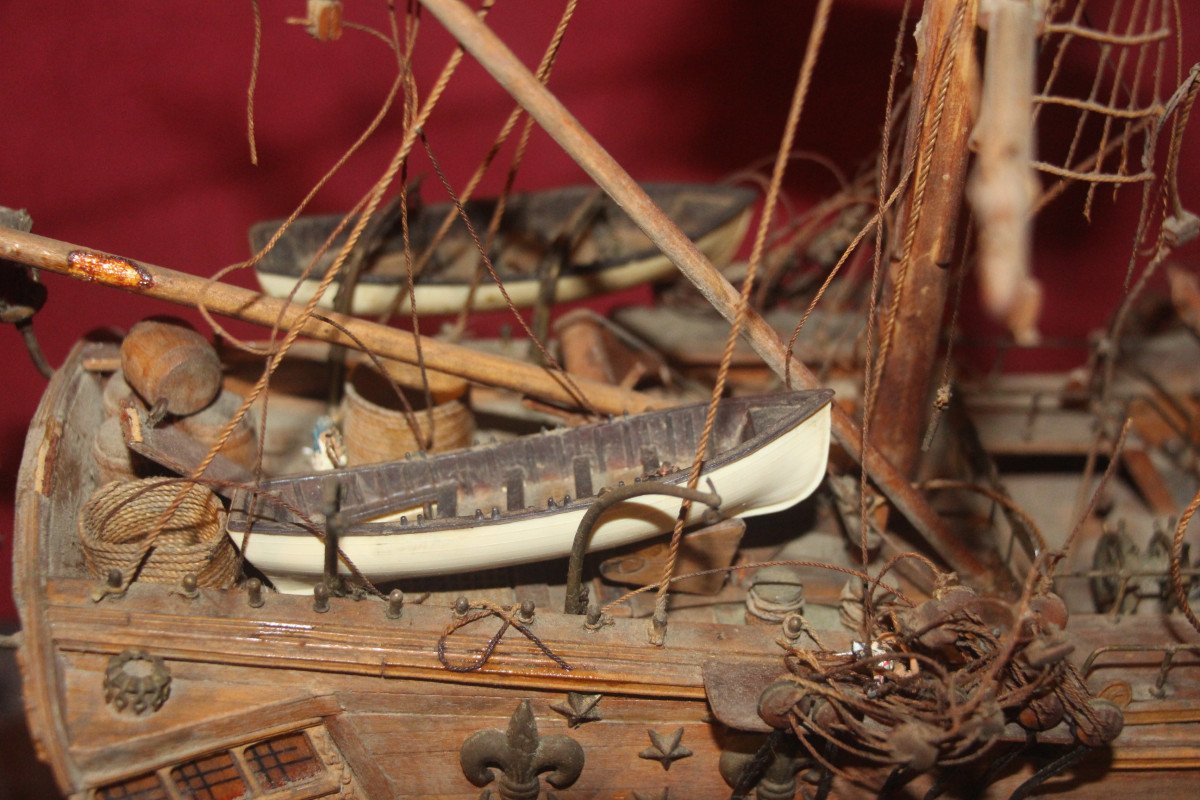 "Le HMS Victory", maquette de bateau en bois, fin du XIXe siècle.-photo-4