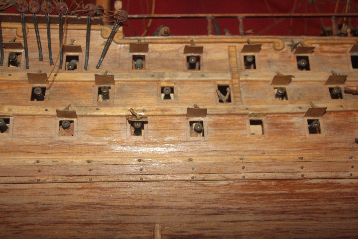 "Le HMS Victory", maquette de bateau en bois, fin du XIXe siècle.-photo-2