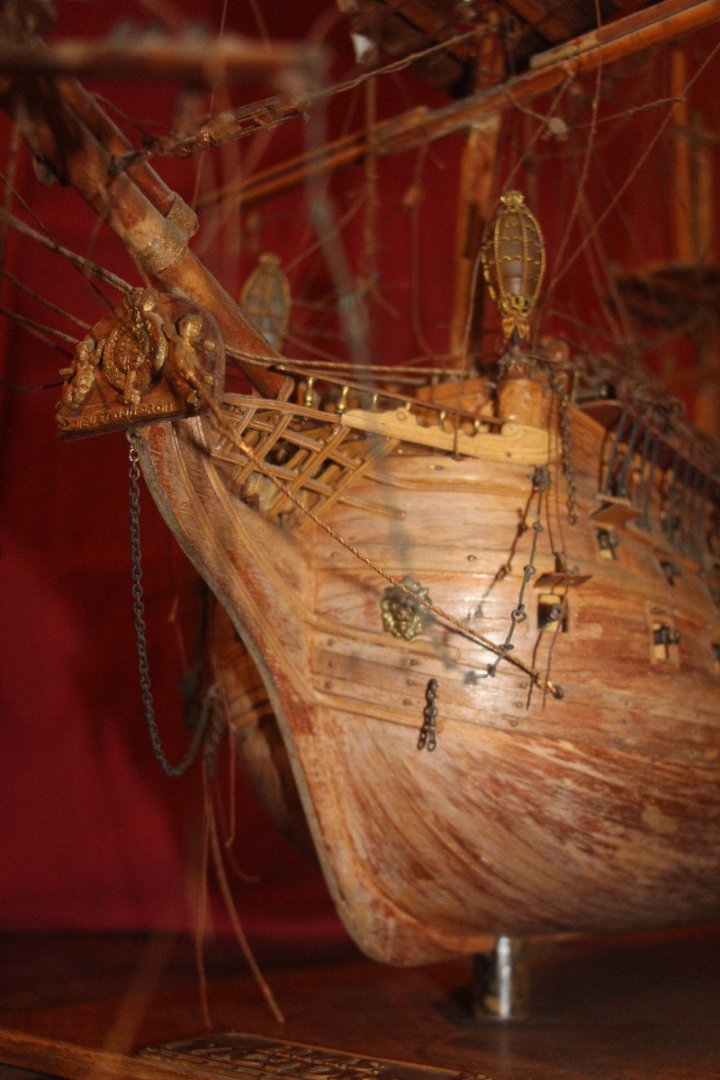 "Le HMS Victory", maquette de bateau en bois, fin du XIXe siècle.-photo-3