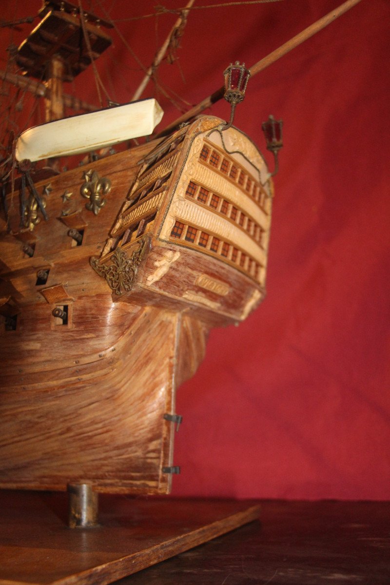 "Le HMS Victory", maquette de bateau en bois, fin du XIXe siècle.-photo-4