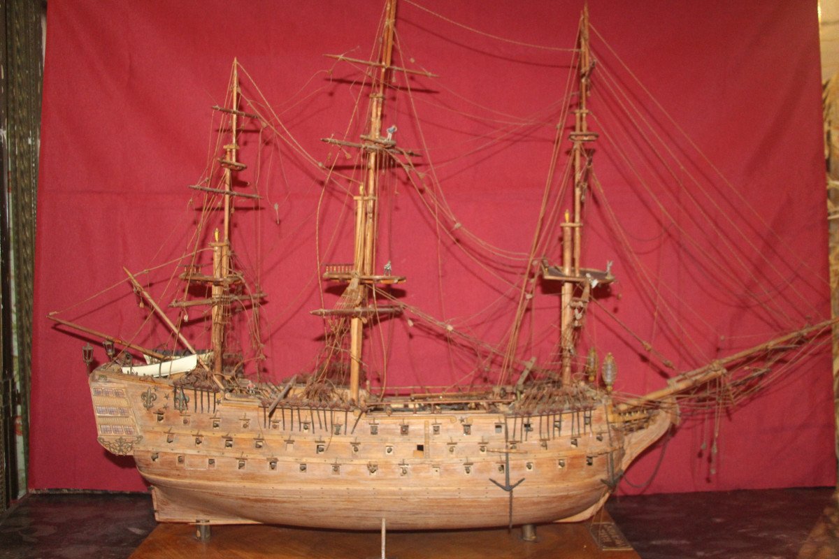 "Le HMS Victory", maquette de bateau en bois, fin du XIXe siècle.-photo-6