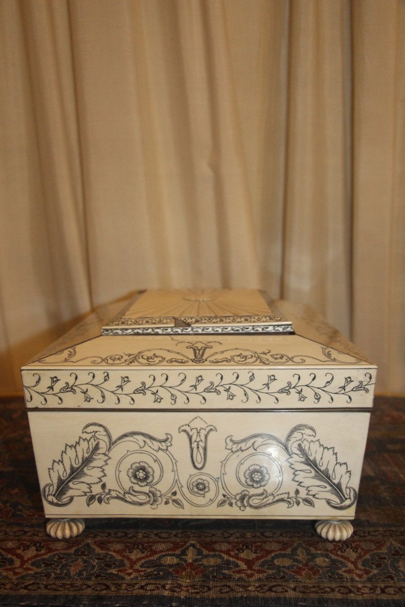 Ivory Work Box, Charles X Period, 19th Century.-photo-2