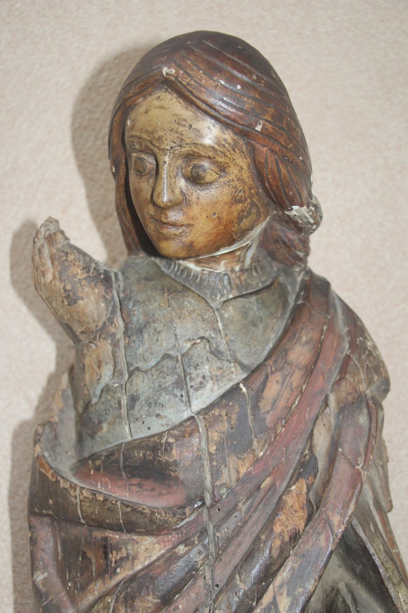 Jeanne d'Arc, bois polychrome, Bourgogne, XVe siècle.-photo-2