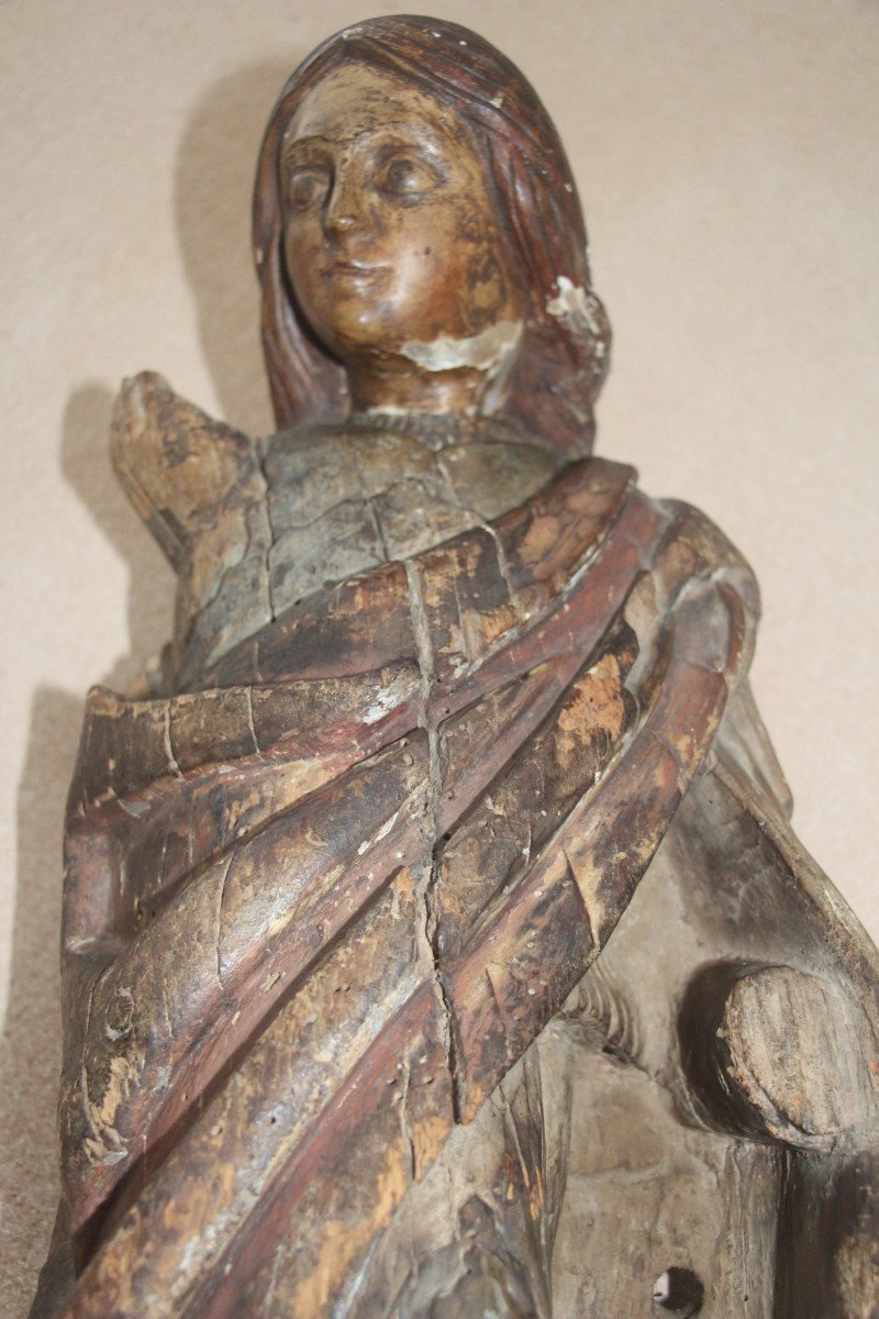 Jeanne d'Arc, bois polychrome, Bourgogne, XVe siècle.-photo-1