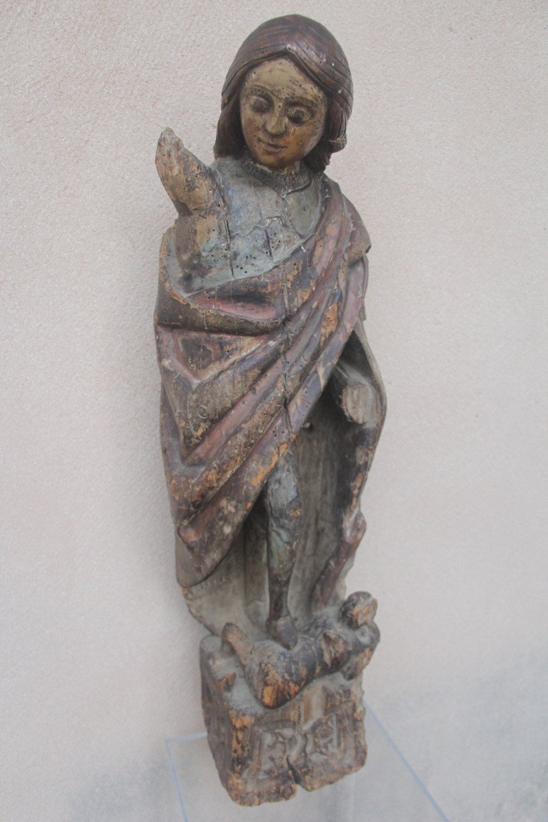 Jeanne d'Arc, bois polychrome, Bourgogne, XVe siècle.