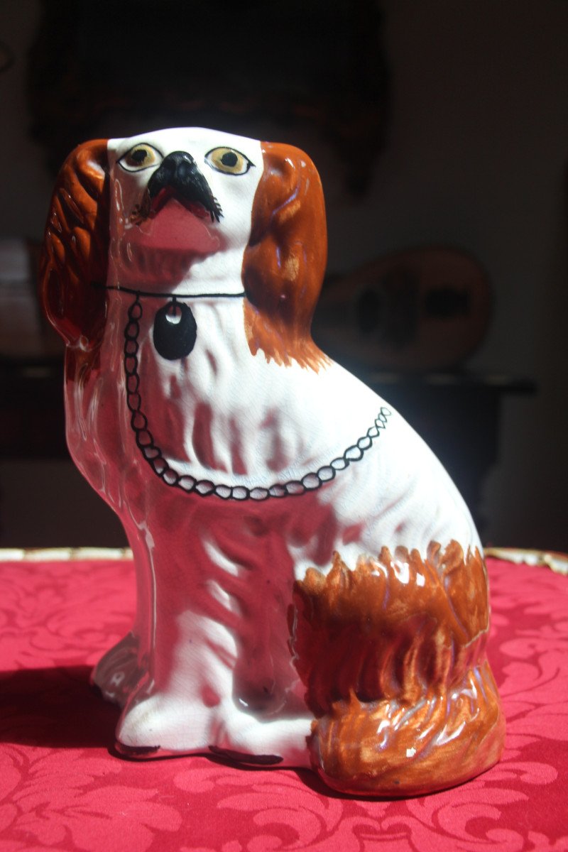 Pair Of Earthenware King Charles Cavaliers, Late 19th Century.-photo-4