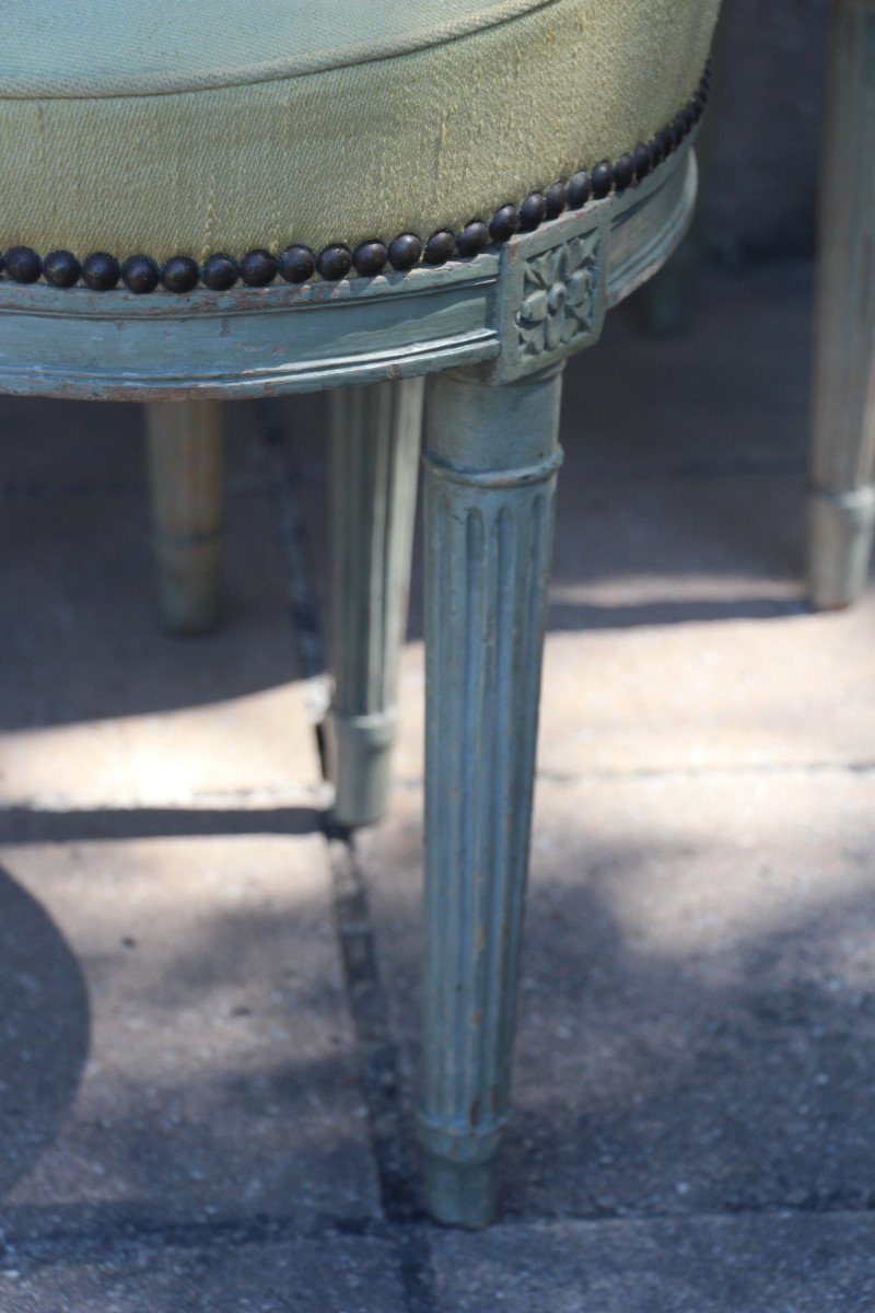 Set Of Four Trianon Gray Lacquered Chairs, Louis XVI Period, 18th Century.-photo-8