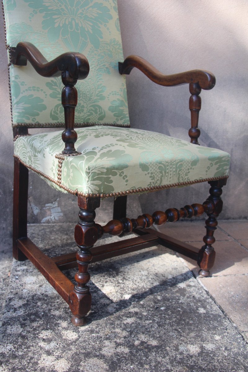 Suite Of Two Walnut Armchairs, 17th Century.-photo-4